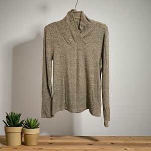 Cable Stitch Women's Cowl Neck Sweater in Gray Sz M